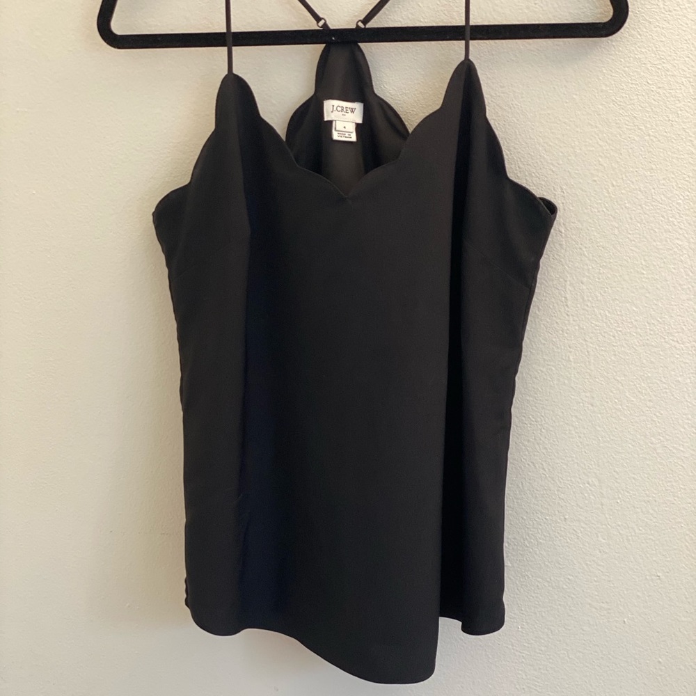 J Crew black scalloped cami